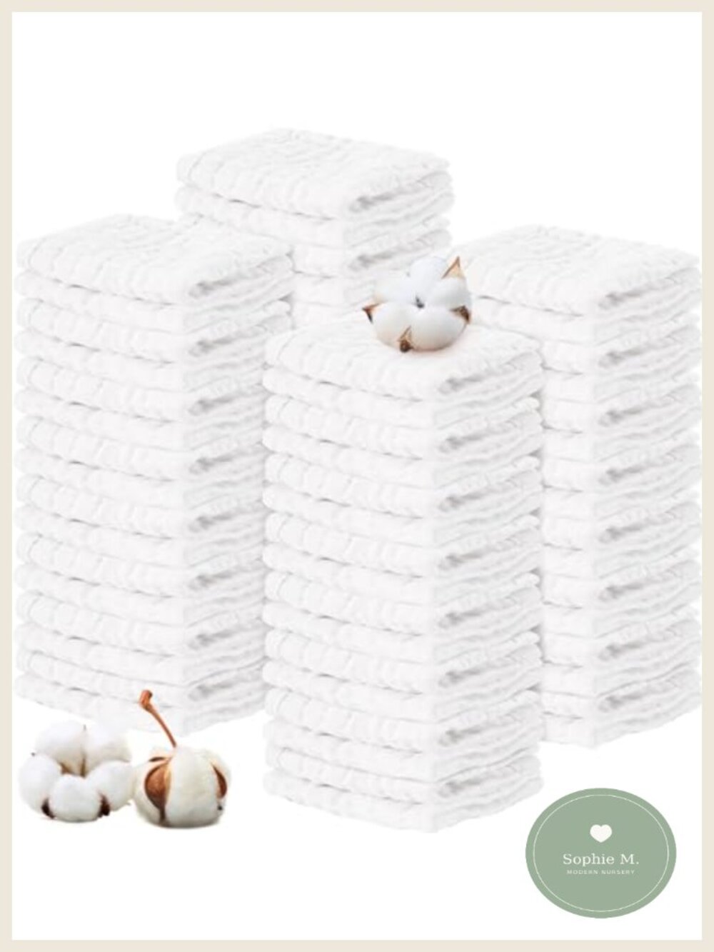 60 Pack Muslin Burp Cloths 6 Layer Cotton Washcloths Newborn Bibs